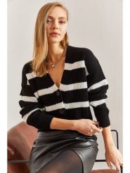 Bianco Lucci Kardigan w kolorze czarno-białym rozmiar: S. Czarne kardigany damskie Bianco Lucci, s, bez wzorów, ze splotem. Za 65.99 zł.