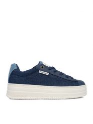 Guess Jeans Sneakersy WBEO-GSJ0917 Niebieski. Niebieskie obuwie sportowe damskie Guess Jeans, z jeansu, bez zapięcia. Za 279.99 zł.
