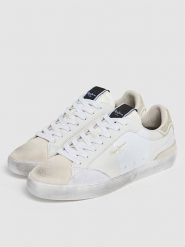 Pepe Jeans FOOTWEAR Skórzane sneakersy w kolorze białym rozmiar: 39. Białe obuwie sportowe damskie Pepe Jeans FOOTWEAR, z jeansu, za kostkę, bez zapięcia. Za 144.58 zł.