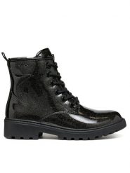 Geox Kozaki Jr Casey J9420G 000KC C9999 S Czarny. Czarne kozaki dziewczęce Geox, bez wzorów, ze skóry, bez obcasa, bez zapięcia. Za 349.99 zł.