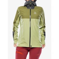 Kurtka przeciwdeszczowa damska Haglofs Finch Proof Jacket. Zielone kurtki damskie Haglöfs, bez wzorów, bez kaptura. Za 518.99 zł.