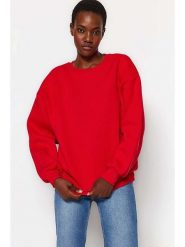 Trendyol Bluza w kolorze czerwonym rozmiar: L. Czerwone bluzy damskie Trendyol, l, bez wzorów, z bawełny, bez kaptura. Za 79.45 zł.