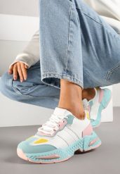 Biało-Zielone Sneakersy w Streetwearowym Stylu z Ozdobnymi Przeszyciami Isallena. Białe obuwie sportowe damskie Renee, bez zapięcia. Za 99.99 zł.
