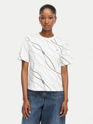 Tommy Hilfiger T-Shirt Interlock WW0WW49646 Biały Boxy Fit. Białe t-shirty damskie Tommy Hilfiger, m, bez wzorów, z bawełny, bez kołnierzyka. Za 249.99 zł.
