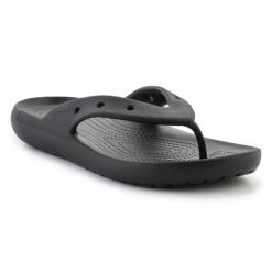 Japonki Crocs Classic Flip V2 209402-001 czarne. Czarne klapki damskie bez wzorów, bez obcasa, bez zapięcia. Za 223.31 zł.
