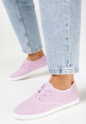 Fioletowe Tenisówki z Krótkim Sznurowaniem Madilinne. Fioletowe obuwie sportowe damskie Born2be, z jeansu, bez zapięcia, tenisowe. Za 34.99 zł.