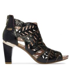 Sandały Laura Vita. Czarne sandały damskie LAURA VITA, bez wzorów, bez obcasa, na słupku, bez zapięcia. Za 529.99 zł.