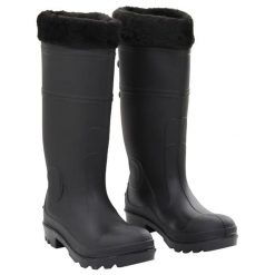 Kalosze VidaXL z PVC z wyjmowanymi wkładkami rozmiar 38. Czarne kalosze damskie vidaXL, bez wzorów. Za 135.50 zł.