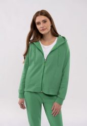 Luźna bluza z kapturem B-TIFFI. Zielone bluzy damskie Volcano, m, bez wzorów, z bawełny, z kapturem. Za 179.99 zł.