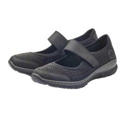 Buty Damskie Z Wycięciami. Czarne obuwie trekkingowe damskie Rieker, bez zapięcia. Za 534.99 zł.
