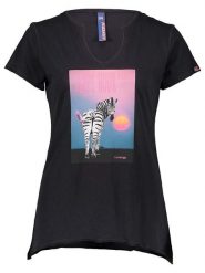 Crazy Koszulka w kolorze czarnym rozmiar: M. Czarne bluzki damskie Crazy, m, bez wzorów, bez kołnierzyka, bez ramiączek. Za 100.75 zł.