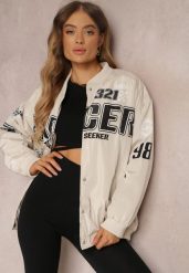 Beżowa Kurtka Bomberka z Nadrukiem Bossea. Brązowe kurtki damskie Renee, l, bez wzorów, z tkaniny, bez kaptura. Za 99.99 zł.