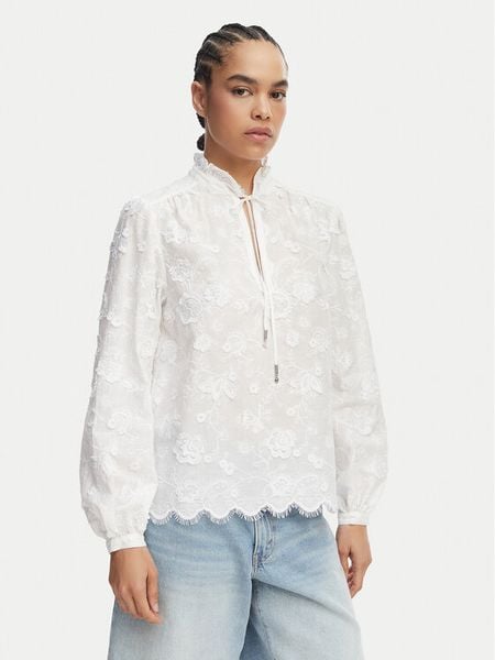 MICHAEL Michael Kors Bluzka MS640Y9KPX Biały Relaxed Fit. Białe bluzki damskie MICHAEL Michael Kors, xs, bez wzorów, z bawełny, bez kołnierzyka, bez ramiączek. Za 623.99 zł.