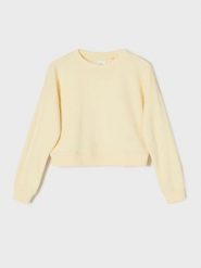 Krótka bluza crewneck - żółty. Żółte bluzy damskie Sinsay, l, bez wzorów, bez kaptura. W wyprzedaży za 17.99 zł.