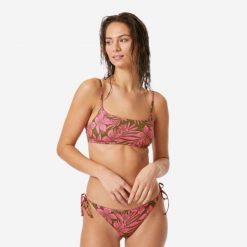 Góra kostiumu kąpielowego damska Roxy. Czerwone bikini Roxy, bez wzorów, z materiału. Za 129.99 zł.