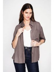 Le Jardin du Lin Lniana koszula w kolorze brązowym rozmiar: 34. Brązowe koszule damskie Le jardin du lin, bez wzorów, ze lnu, bez kołnierzyka, bez ramiączek. Za 108.99 zł.