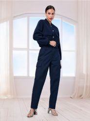 Jeansy cargo - granatowy. Niebieskie jeansy damskie Sinsay. W wyprzedaży za 33.99 zł.