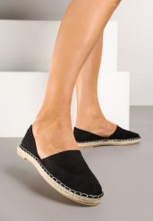 Czarne Espadryle z Plecionką i Wyciętą Cholewką Prommea. Czarne espadryle damskie Born2be, bez wzorów, z jeansu, bez obcasa, na obcasie. Za 79.99 zł.