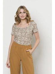 &Co Woman Koszulka "Varia" w kolorze białym rozmiar: XXL. Brązowe koszulki damskie &Co Woman, xxl, bez wzorów, bez kołnierzyka, bez ramiączek. Za 114.44 zł.