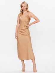 Marella Sukienka koktajlowa Vermut 2332210335 Beżowy Slim Fit. Brązowe sukienki damskie Marella, bez wzorów, z syntetyku, wizytowe, bez ramiączek. Za 899.99 zł.