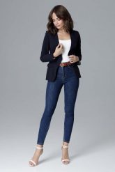 Granatowa Elegancka Taliowana Marynarka bez Zapięcia. Brązowe marynarki i żakiety damskie Katrus, l, bez wzorów, z materiału, eleganckie. Za 269.00 zł.