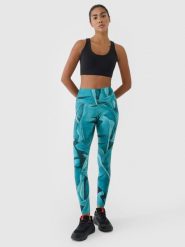 4F Legginsy treningowe z wysokim stanem damskie - turkusowe XL. Niebieskie legginsy damskie 4F, s, bez wzorów, z dzianiny. W wyprzedaży za 99.99 zł.