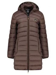 Geographical Norway Płaszcz pikowany "Atikamap" w kolorze ciemnobrązowym rozmiar: XXL. Brązowe płaszcze damskie Geographical Norway, xxl, bez wzorów, bez kaptura. Za 166.10 zł.