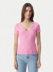 Tommy Jeans T-Shirt Essential DW0DW17385 Różowy jasny Slim Fit. Czerwone t-shirty damskie Tommy Jeans, s, bez wzorów, z bawełny, bez kołnierzyka. Za 149.99 zł.