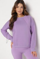 Jasnofioletowa Bluza z Ozdobnym Łańcuszkiem Letonia. Fioletowe bluzy damskie Born2be, z aplikacjami, z bawełny, bez kaptura. Za 89.99 zł.