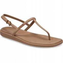 Japonki Dla Dorosłych Crocs Miami Thong Flip. Brązowe klapki damskie Crocs, bez wzorów, z materiału, bez obcasa, bez zapięcia. Za 199.99 zł.
