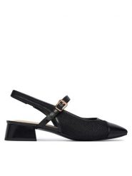 Caprice Czółenka 9-29604-46 Czarny. Czarne czółenka damskie Caprice, bez wzorów, ze skóry, bez obcasa. Za 233.99 zł.