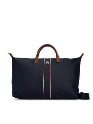 Tommy Hilfiger Torebka Popette Weekender Corp AW0AW18529 Niebieski. Niebieskie shopper bag Tommy Hilfiger, z materiału, bez dodatków. Za 649.99 zł.