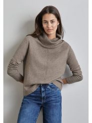 Street One Sweter w kolorze jasnobrązowym rozmiar: 40. Brązowe golfy damskie Street One, z bawełny, bez kołnierzyka. Za 158.10 zł.
