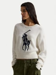 Polo Ralph Lauren Sweter 211A96234002 Biały Relaxed Fit. Białe swetry klasyczne damskie Polo Ralph Lauren, xs, z bawełny, bez kołnierzyka. Za 1,239.00 zł.