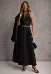 Czarna Rozkloszowana Spódnica z Wiskozy z Dodatkowym Paskiem z Klamrą Lowedina. Czarne spódnice damskie Renee, l, bez wzorów, z wiskozy, maxi. Za 179.99 zł.