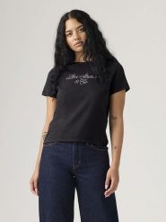 Levi's Koszulka w kolorze czarnym rozmiar: M. Czarne bluzki damskie Levi's, m, bez wzorów, z bawełny, bez kołnierzyka, bez ramiączek. Za 78.84 zł.