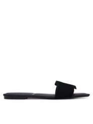 Calvin Klein Klapki Square Flat Sndl Embl Suede HW0HW03055 Czarny. Czarne klapki damskie Calvin Klein, bez wzorów, ze skóry, bez obcasa, bez zapięcia. Za 409.99 zł.
