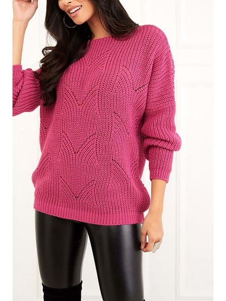 Milan Kiss Sweter w kolorze różowym rozmiar: L. Różowe swetry klasyczne damskie Milan Kiss, l, ze splotem, bez kołnierzyka. Za 113.99 zł.