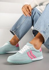Jasnozielone Sneakersy w Stylu Tenisówek z Paskami na Boku Cholewki Aitoria. Zielone obuwie sportowe damskie Renee, bez zapięcia, tenisowe. Za 79.99 zł.