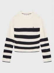 Tommy Hilfiger Sweter Nautical KG0KG07078 D Écru Regular Fit. Swetry dziewczęce Tommy Hilfiger, bez wzorów, z bawełny, bez kołnierzyka, bez ramiączek. Za 399.99 zł.