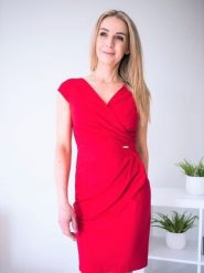 Sukienka Model Oktawia Red - Jersa. Czerwone sukienki damskie Jersa, bez wzorów, z elastanu, bez ramiączek. Za 403.41 zł.