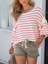 Milan Kiss Sweter w kolorze biało-jasnoróżowym rozmiar: M. Białe swetry klasyczne damskie Milan Kiss, m, bez kołnierzyka. Za 177.95 zł.