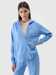 4F Bluza dresowa rozpinana z kapturem damska - niebieska XXL. Niebieskie bluzy damskie 4F, xs, bez wzorów, z bawełny, z kapturem. Za 159.99 zł.