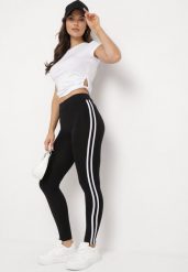 Czarne Legginsy z Elastycznej Bawełny z Lampasami Olerria. Czarne legginsy damskie Born2be, m, bez wzorów, z bawełny. Za 29.99 zł.