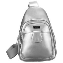 Modna srebrna saszetka damska z eko skóry nerka na ramię crossbody Peterson. Szare nerki i saszetki damskie Peterson, bez wzorów, ze skóry ekologicznej. Za 94.99 zł.