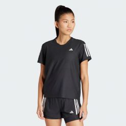 Koszulka Own The Run. Czarne koszulki damskie Adidas, l, bez wzorów, z materiału, bez kołnierzyka, bez ramiączek. Za 149.00 zł.