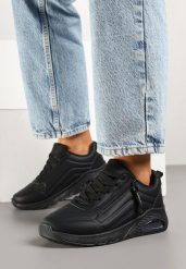 Czarne Sneakersy z Ozdobnym Suwakiem i Tłoczeniem Tosinelle. Czarne obuwie sportowe damskie Born2be, z jeansu, bez zapięcia. Za 84.99 zł.