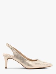 Platynowe czółenka typu slingback na szpilce JOAN. Szare czółenka damskie Ryłko, bez wzorów, z gumy, bez obcasa, na szpilce. Za 329.99 zł.