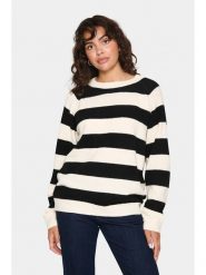 SAINT TROPEZ Sweter "Saint Tropez" w kolorze czarno-białym rozmiar: XL. Białe swetry klasyczne damskie Saint Tropez, xl, z wełny, bez kołnierzyka. Za 134.75 zł.
