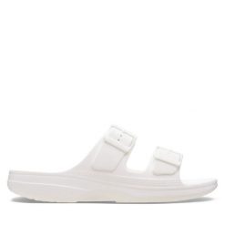Klapki Crocs. Białe klapki damskie Crocs, bez wzorów, bez obcasa, bez zapięcia. Za 169.99 zł.